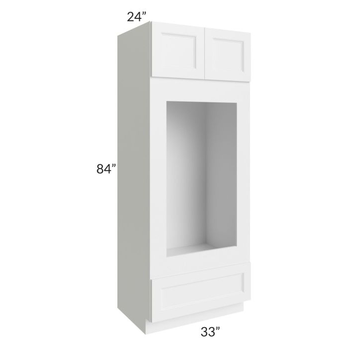 RTA Providence White 33" x 84" Double Oven or Oven/Microwave Cabinet with 2 Decorative End Panels