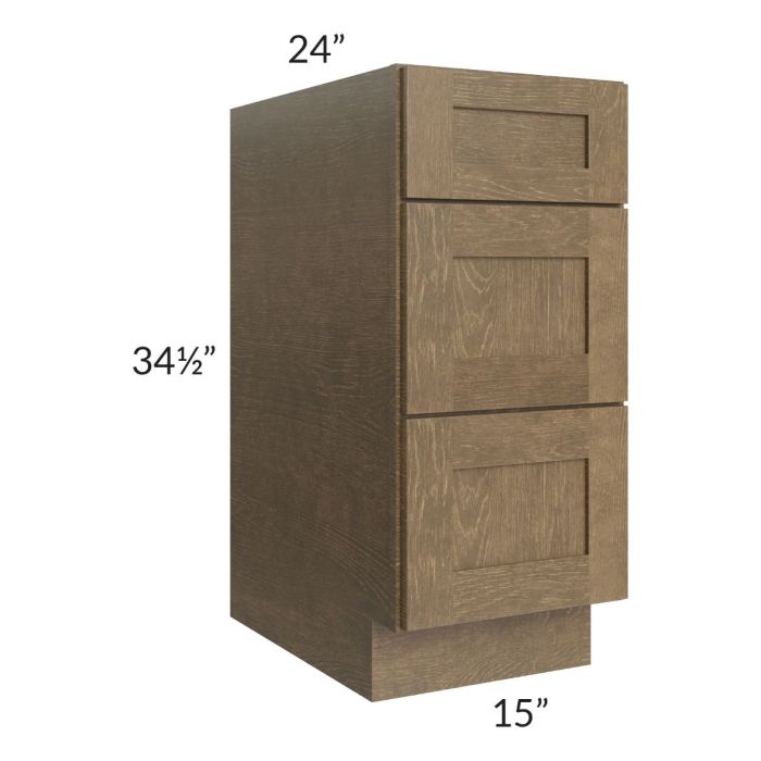 RTA Royal Bronze Shaker 15" 3-Drawer Base Cabinet