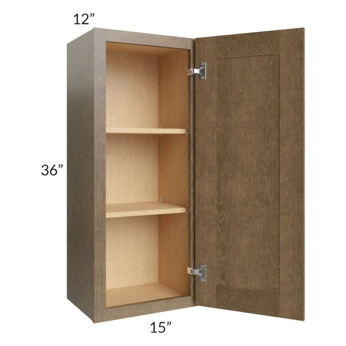 RTA Royal Bronze Shaker 15" x 36" Wall Cabinet with 1 Finished Side