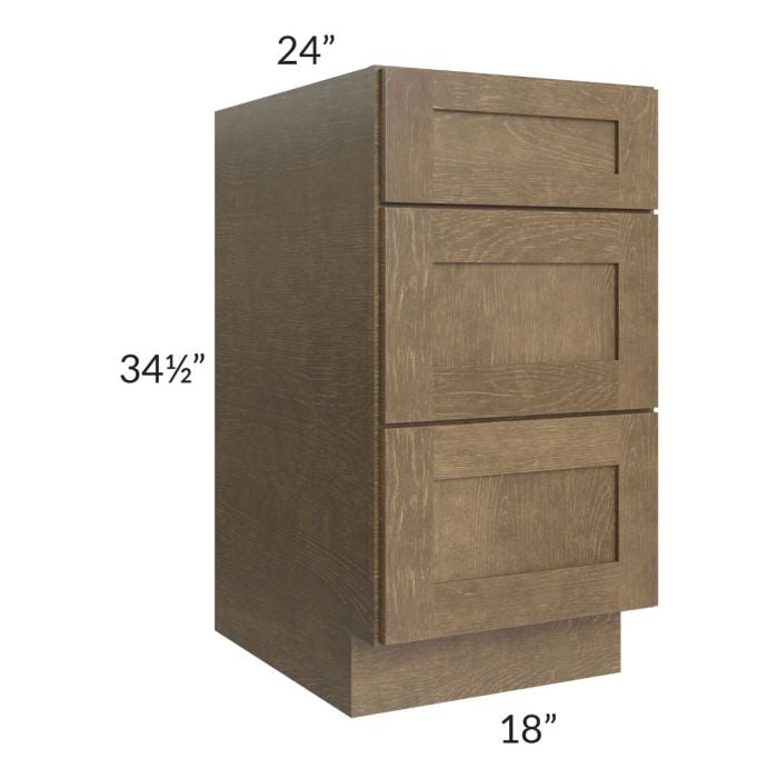 RTA Royal Bronze Shaker 18" 3-Drawer Base Cabinet