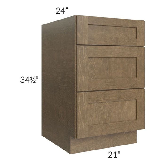 RTA Royal Bronze Shaker 21" 3-Drawer Base Cabinet