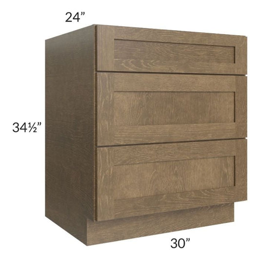 RTA Royal Bronze Shaker 30" 3-Drawer Base Cabinet