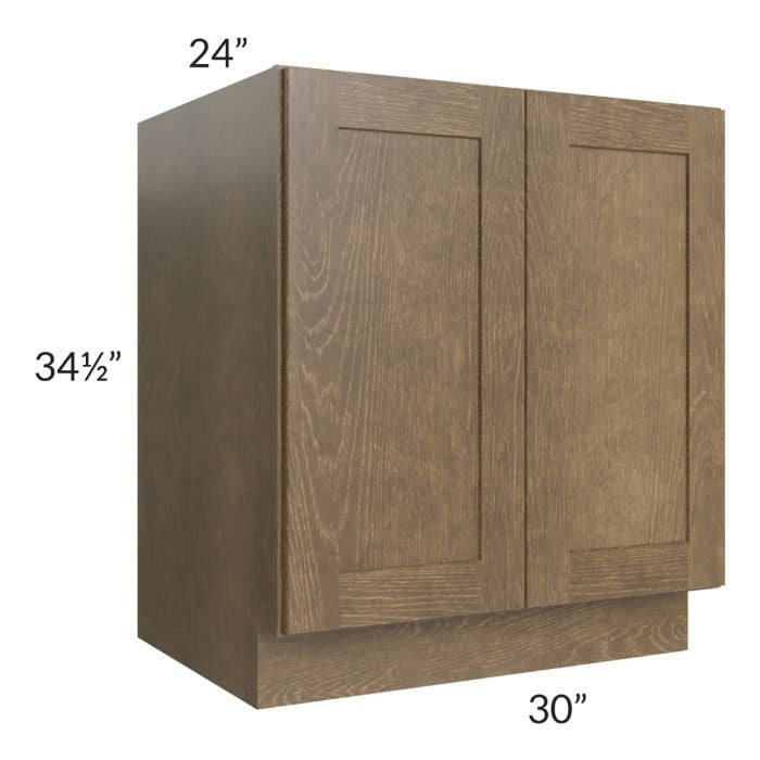 RTA Royal Bronze Shaker 30" Full Height Door Base Cabinet with 1 Finished Side