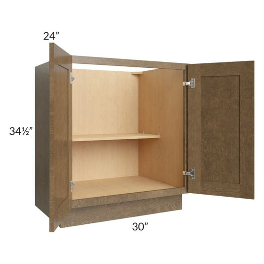 RTA Royal Bronze Shaker 30" Full Height Door Base Cabinet with 1 Finished Side