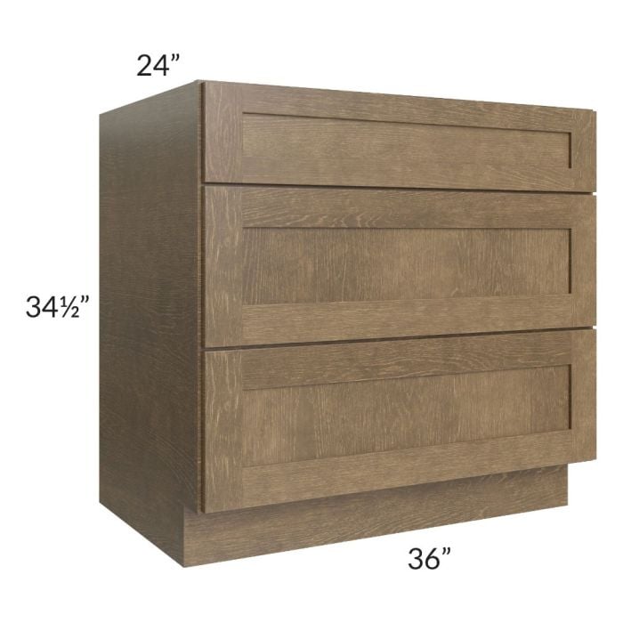 RTA Royal Bronze Shaker 36" 3-Drawer Base Cabinet