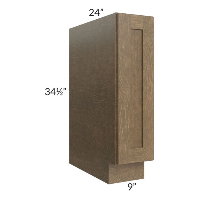 RTA Royal Bronze Shaker 9" Full Height Door Base Cabinet with 1 Finished Side