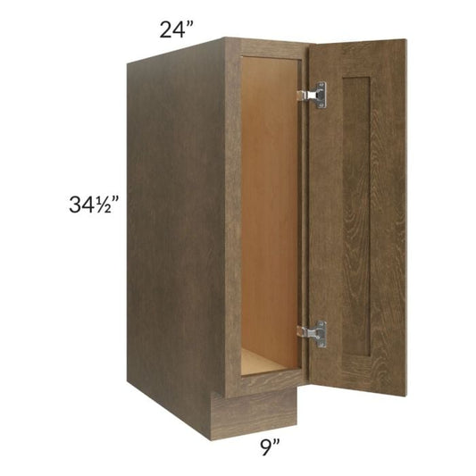 RTA Royal Bronze Shaker 9" Full Height Door Base Cabinet with 2 Finished Sides