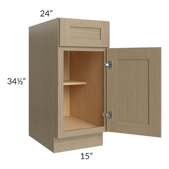RTA Royal Natural Shaker 15" Base Cabinet with 1 Finished Side