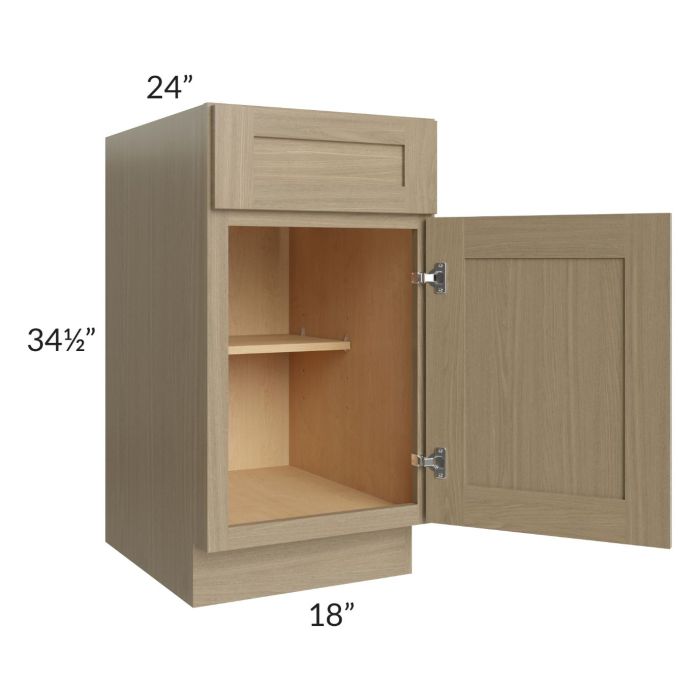 RTA Royal Natural Shaker 18" Base Cabinet with 2 Finished Sides