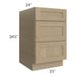 RTA Royal Natural Shaker 21" 3-Drawer Base Cabinet