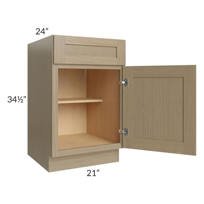 RTA Royal Natural Shaker 21" Base Cabinet with 1 Finished Side