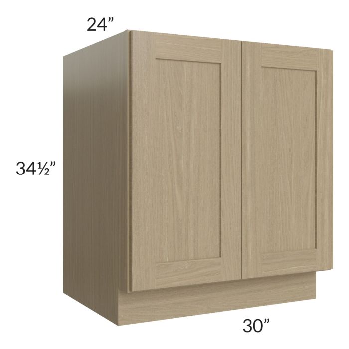 RTA Royal Natural Shaker 30" Full Height Door Base Cabinet with 1 Finished Side