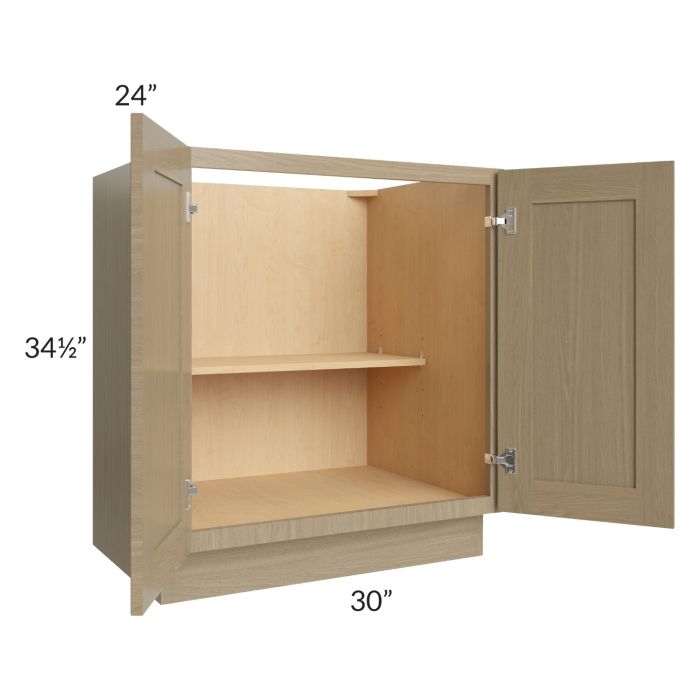 RTA Royal Natural Shaker 30" Full Height Door Base Cabinet with 1 Finished Side
