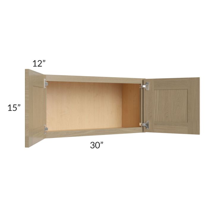 RTA Royal Natural Shaker 30" x 15" Wall Cabinet with 1 Finished Side