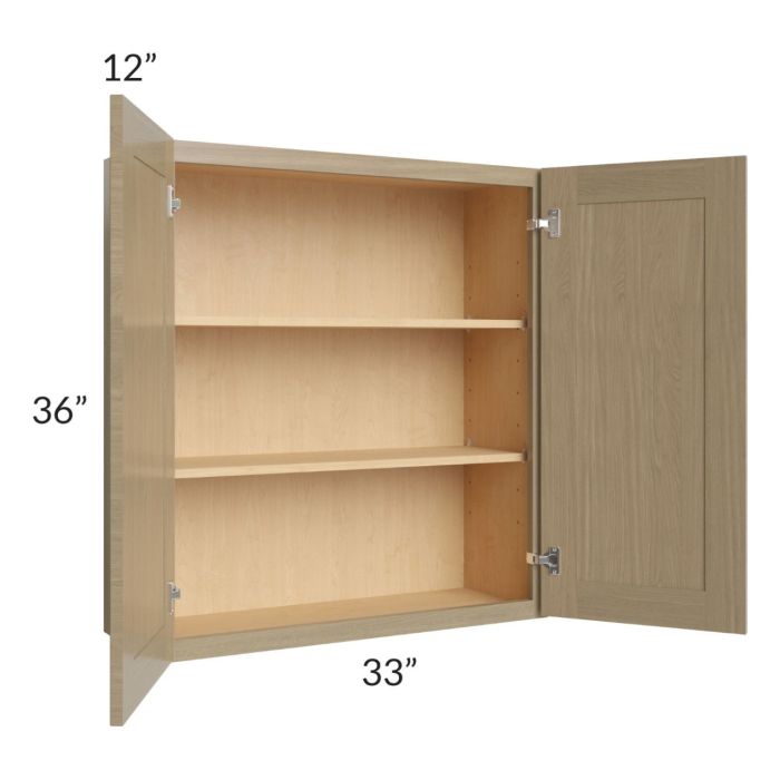 RTA Royal Natural Shaker 33" x 36" Wall Cabinet with 2 Finished Sides