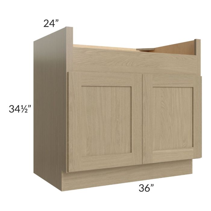 RTA Royal Natural Shaker 36" Farm Sink Base Cabinet with 1 Finished Side