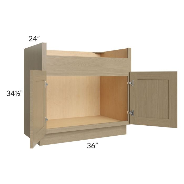 RTA Royal Natural Shaker 36" Farm Sink Base Cabinet with 1 Finished Side