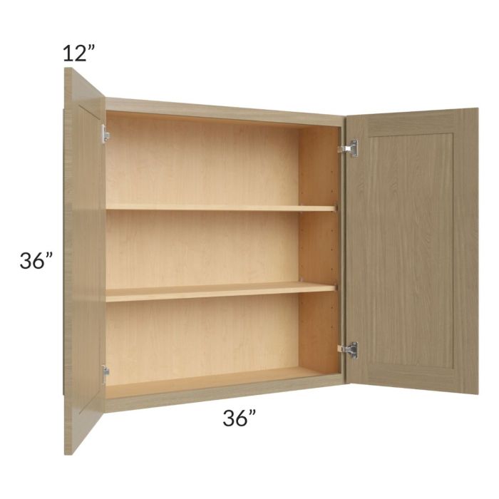RTA Royal Natural Shaker 36" x 36" Wall Cabinet with 1 Finished Side