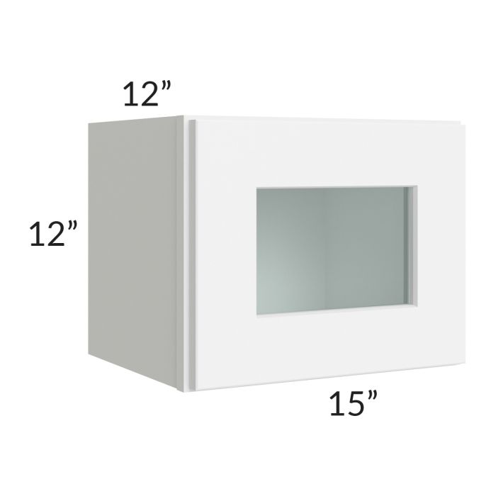 RTA Royal White Shaker 15" x 12" Glass Door Wall Cabinet