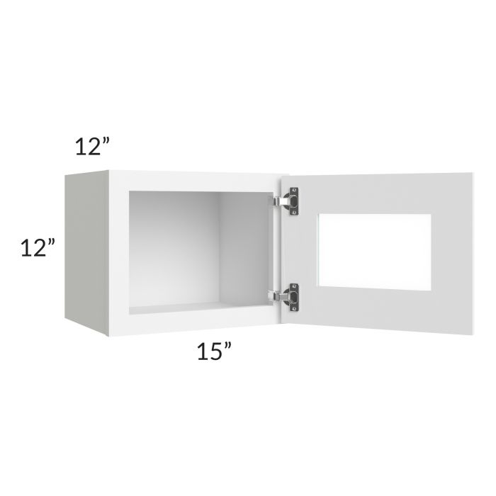 RTA Royal White Shaker 15" x 12" Glass Door Wall Cabinet