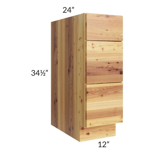 RTA Rustic Shaker 12" 3-Drawer Base Cabinet with 1 Skin