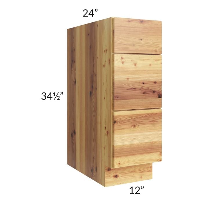 RTA Rustic Shaker 12" 3-Drawer Base Cabinet