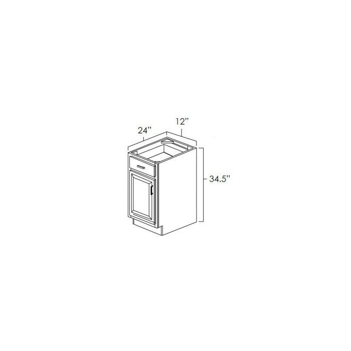 RTA Rustic Shaker 12" Base Cabinet - Left Hinged with 1 Decorative End Panel