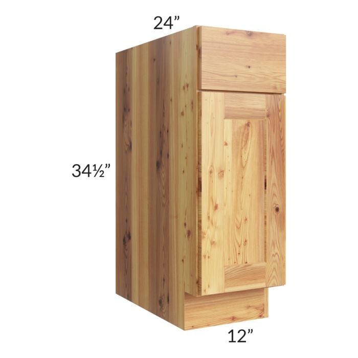 RTA Rustic Shaker 12" Base Cabinet - Right Hinged with 1 Decorative End Panel