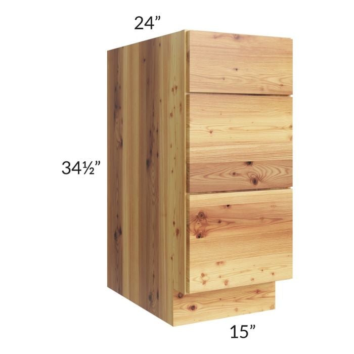 RTA Rustic Shaker 15" 3-Drawer Base Cabinet