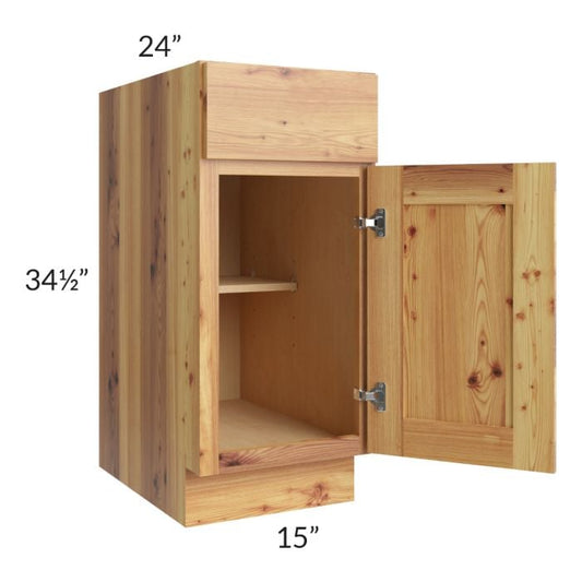 RTA Rustic Shaker 15" Base Cabinet - Left Hinged with 2 Decorative End Panels