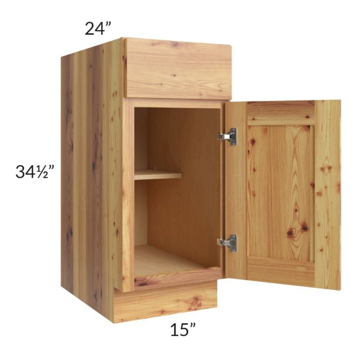 RTA Rustic Shaker 15" Base Cabinet - Right Hinged with 2 Skins