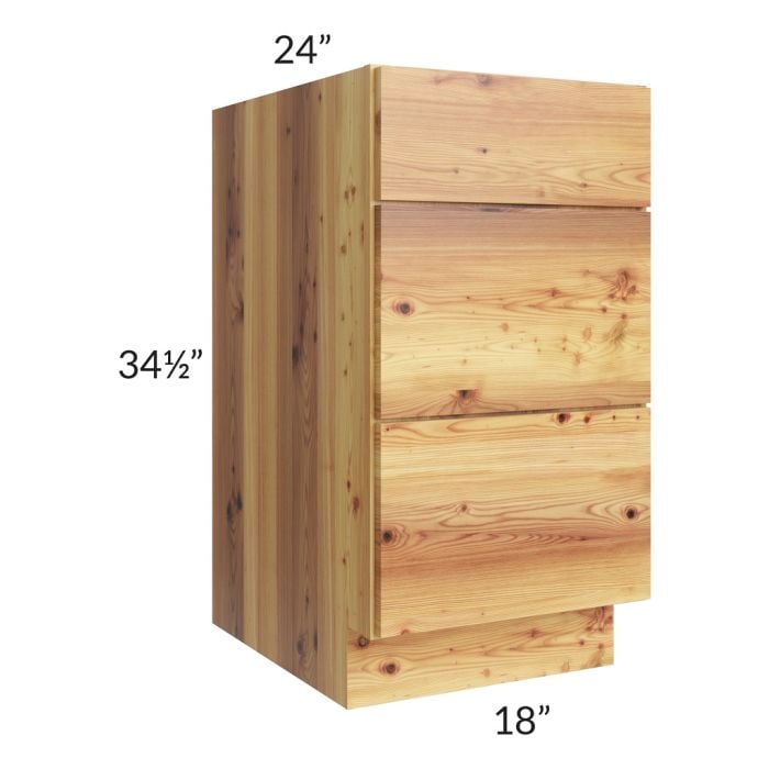 RTA Rustic Shaker 18" 3-Drawer Base Cabinet with 1 Skin