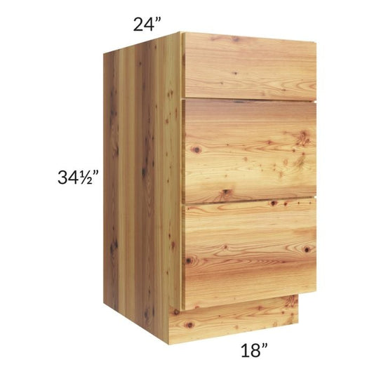RTA Rustic Shaker 18" 3-Drawer Base Cabinet with 2 Decorative End Panels and 2 Skins