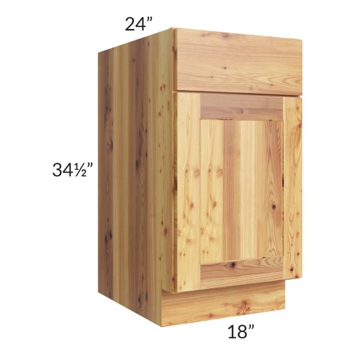 RTA Rustic Shaker 18" Base Cabinet - Left Hinged with 1 Decorative End Panel