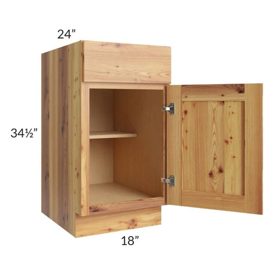 RTA Rustic Shaker 18" Base Cabinet - Right Hinged with 2 Decorative End Panels