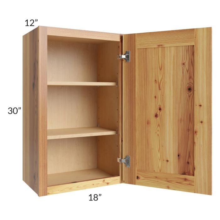 RTA Rustic Shaker 18" x 30" Wall Cabinet with 2 Skins and Glass Door