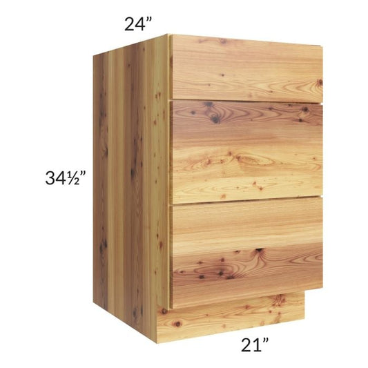 RTA Rustic Shaker 21" 3-Drawer Base Cabinet with 1 Decorative End Panel