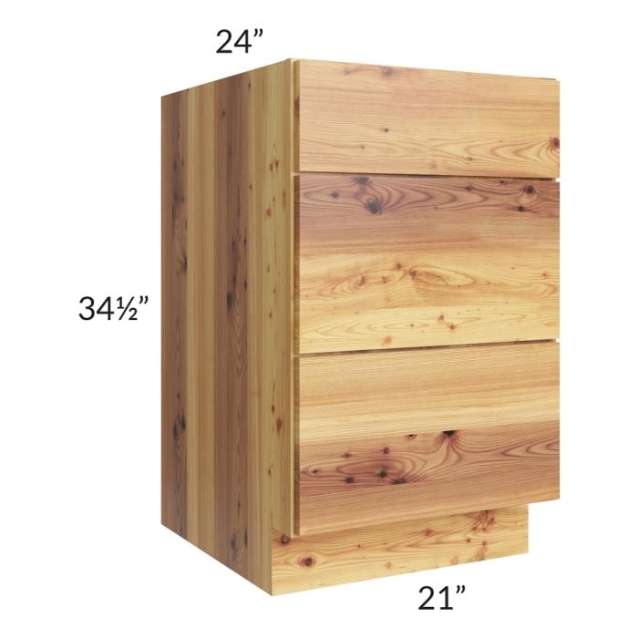 RTA Rustic Shaker 21" 3-Drawer Base Cabinet