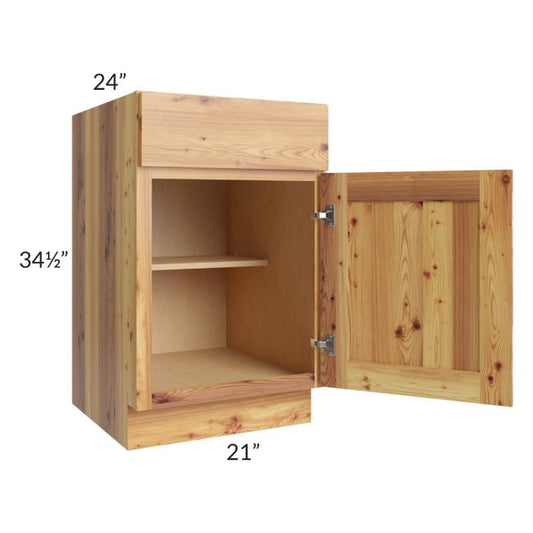 RTA Rustic Shaker 21" Base Cabinet - Left Hinged with 2 Decorative End Panels and 1 Roll Out Tray