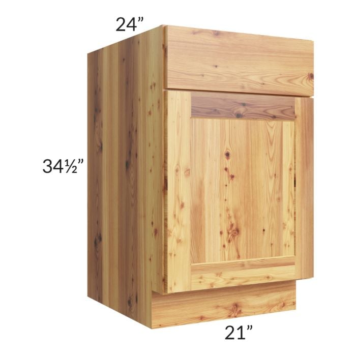 RTA Rustic Shaker 21" Base Cabinet - Right Hinged with 1 Decorative End Panel