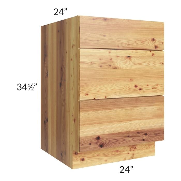 RTA Rustic Shaker 24" 3-Drawer Base Cabinet