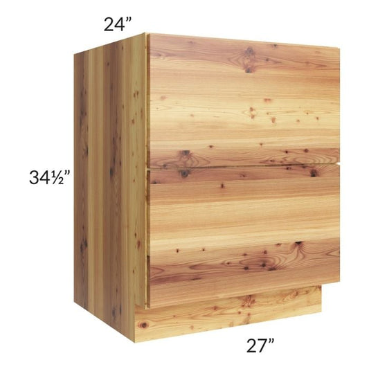 RTA Rustic Shaker 27" 2-Drawer Base Cabinet with 1 Decorative End Panel