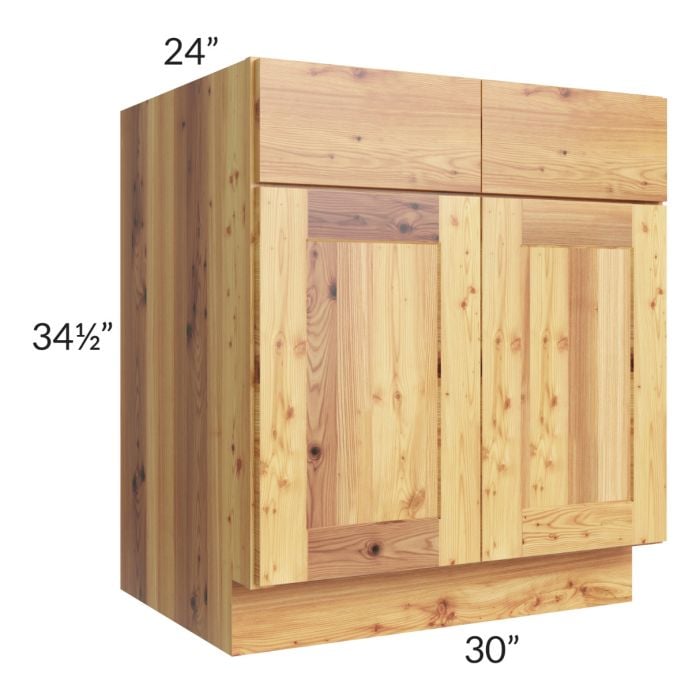 RTA Rustic Shaker 30" Base Cabinet with 2 Decorative End Panels and 2 Roll Out Trays