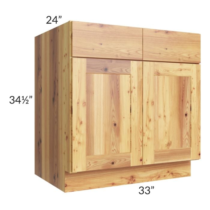 RTA Rustic Shaker 33" Base Cabinet with 2 Decorative End Panels and 1 Roll Out Tray