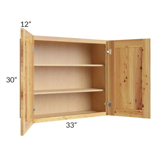 RTA Rustic Shaker 33" x 30" Wall Cabinet with 2 Decorative End Panels