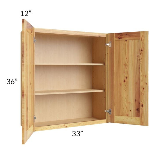 RTA Rustic Shaker 33" x 36" Wall Cabinet with 2 Decorative End Panels and 1 Skin