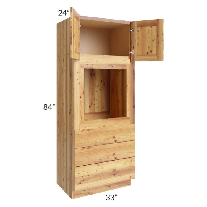 RTA Rustic Shaker 33" x 84" Universal Oven Cabinet with 1 Decorative End Panel and 1 Skin