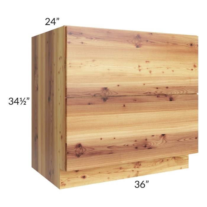 RTA Rustic Shaker 36" 2-Drawer Base Cabinet with 1 Skin
