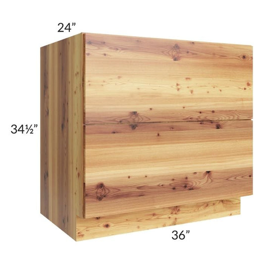 RTA Rustic Shaker 36" 2-Drawer Base Cabinet with 1 Skin