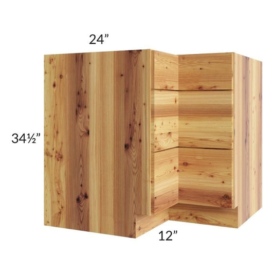 RTA Rustic Shaker 36" Corner Three Drawer Base Cabinet with 2 Decorative End Panels